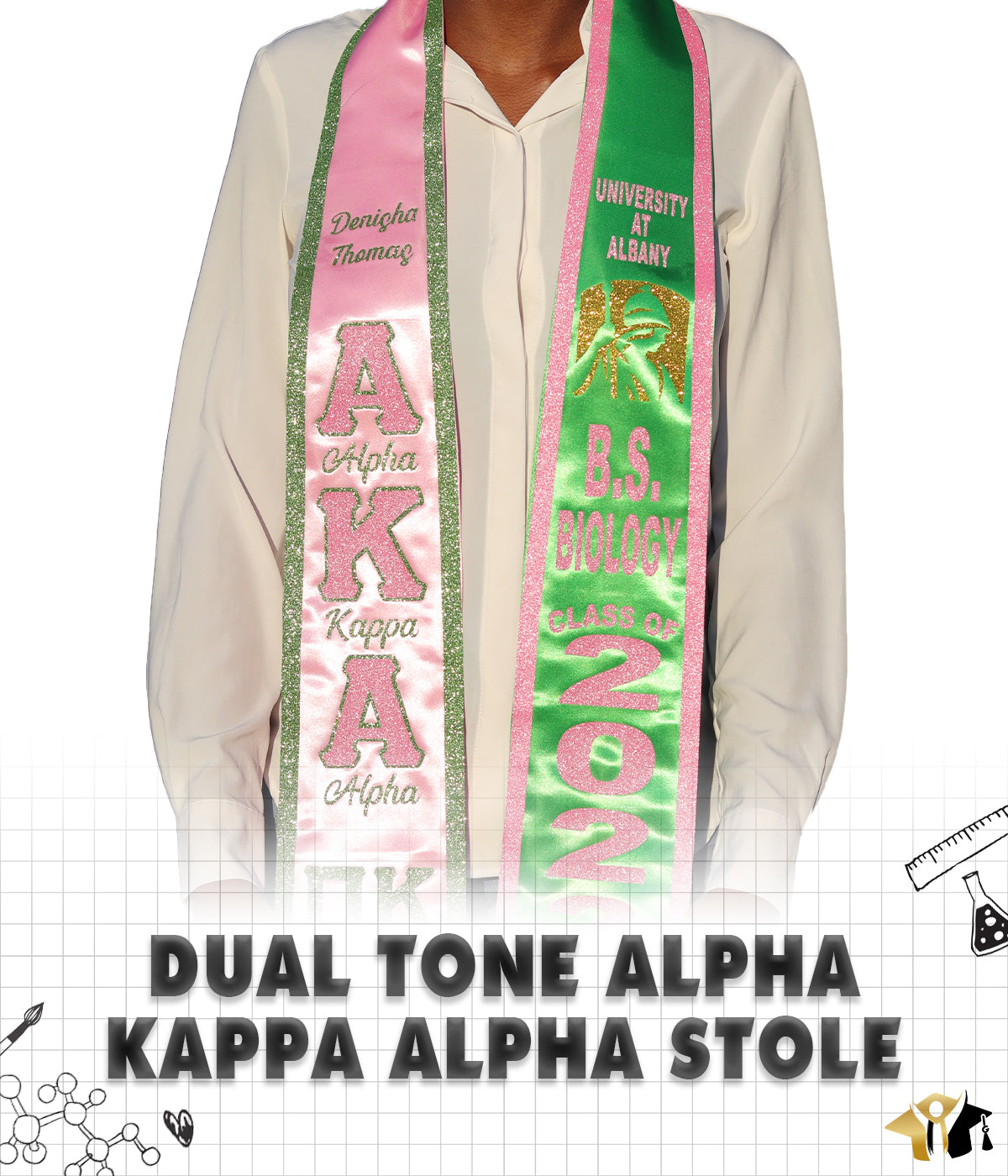 Dual Tone Alpha Kappa Alpha Graduation Stole