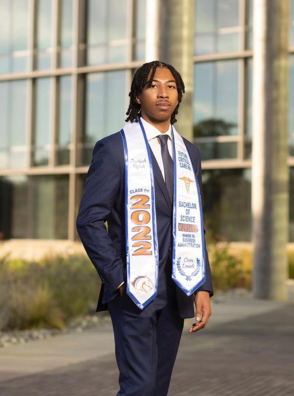 Custom Satin Graduation Stole with Satin Trim