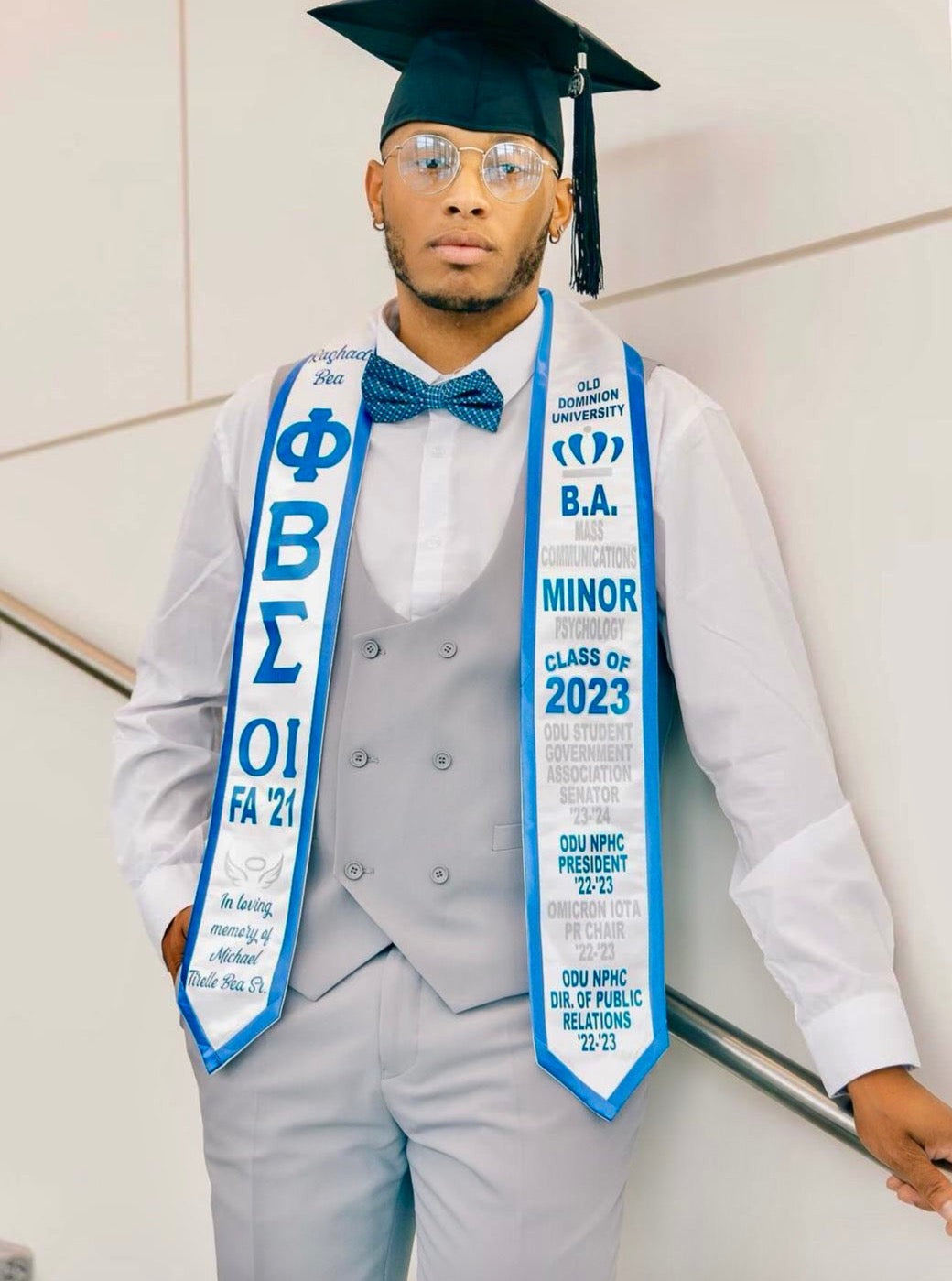 Custom Satin Graduation Stole with Satin Trim