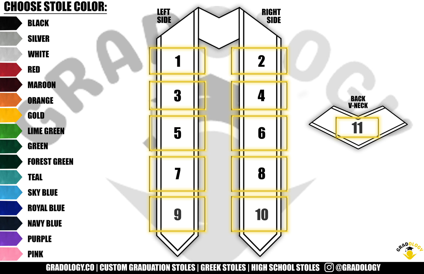 Custom Satin Graduation Stole with Satin Trim