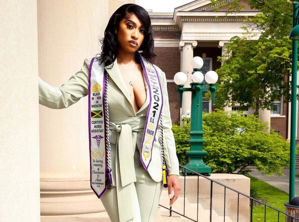 Custom Satin Graduation Stole with Glitter Trim