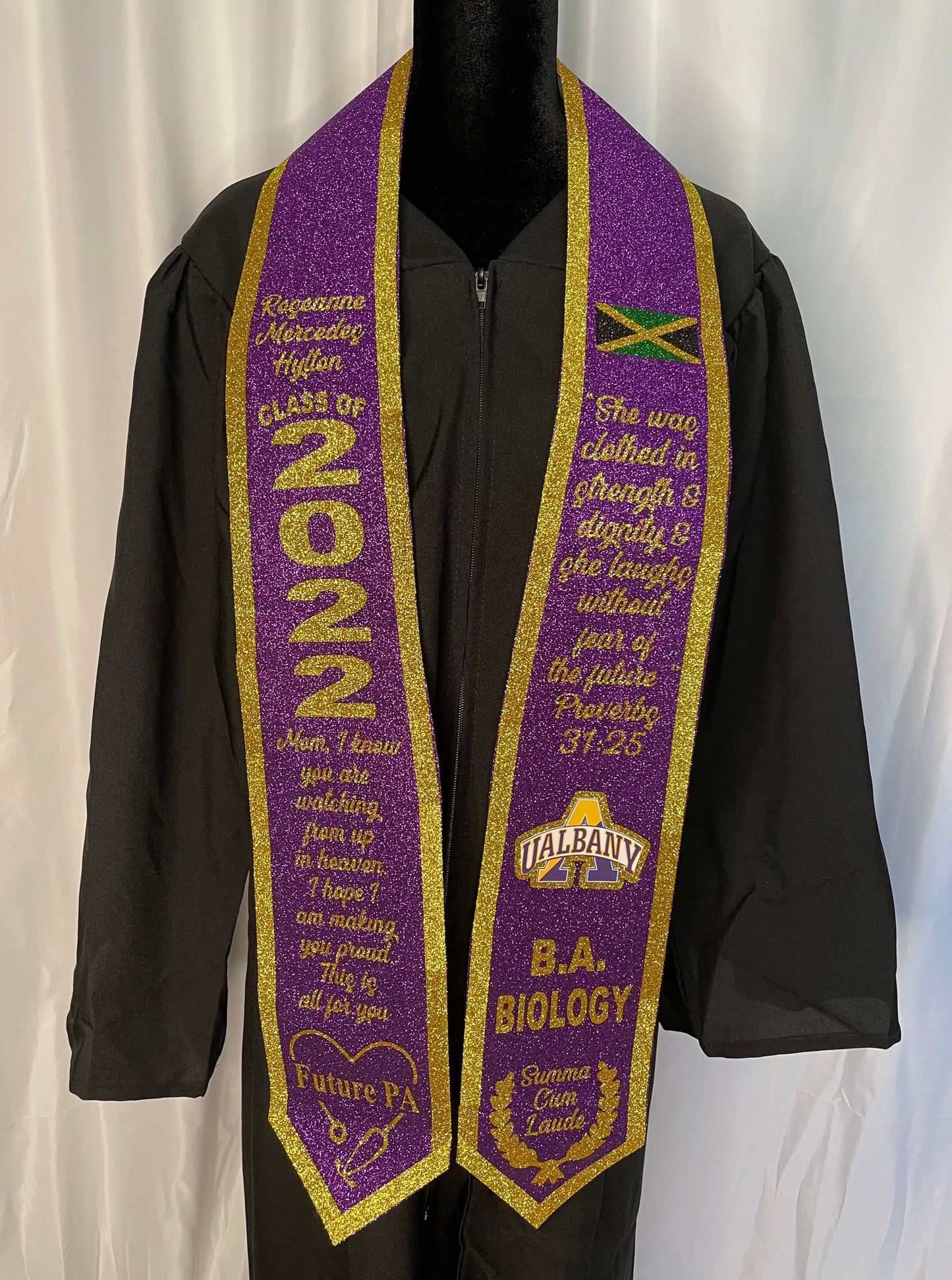Custom Glitter Graduation Stole with Glitter Trim