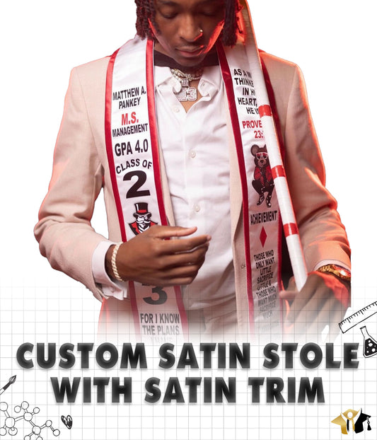 Custom Satin Graduation Stole with Satin Trim